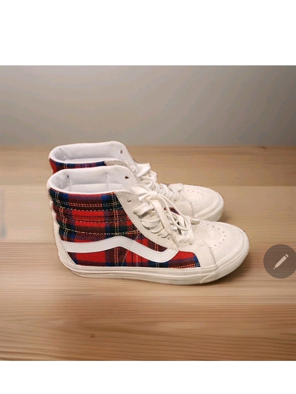 Vans Pendleton High Top Plaid Sneakers with White Accent Size W 7.0 M 5.5